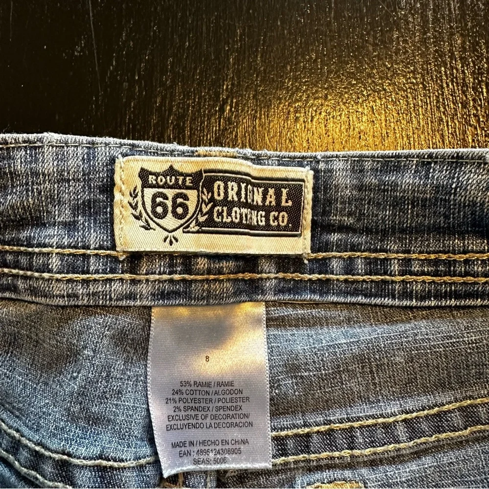 Kids Size 8 Wide leg Bedazzle Jeans Pants Denim 2000s